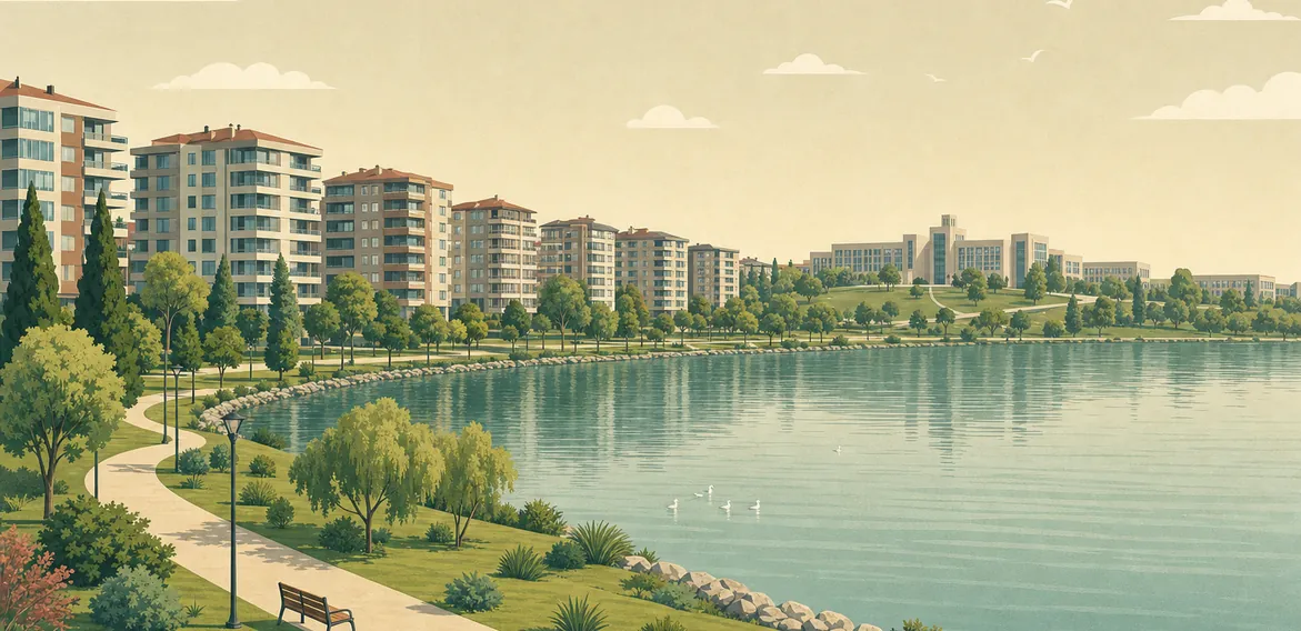 Avcılar eşya depolama – Küçükçekmece Gölü kıyısında Avcılar'ın apartmanları ve sahil yolu