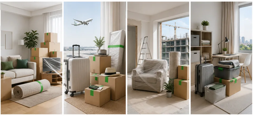 Ev eşyalarının paketlenip depoya taşınması — ev eşyaları için depo nakliyatı hizmeti